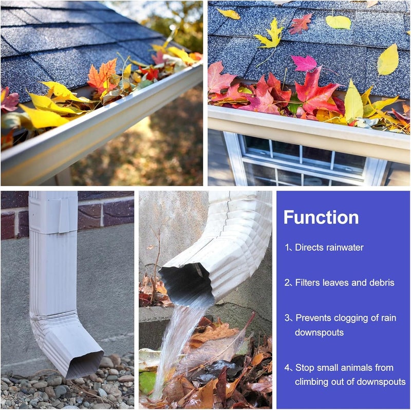 VYH 3" x 4" rain Gutter downspout Drop Outlet with Filter, for K Style Rain Gutter Downspout Drop Outlet (White,2 Pack) - Image 3